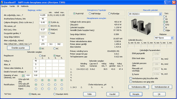 Toroidal transformer winding calculation software
